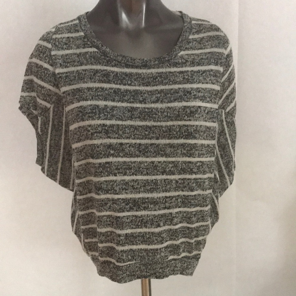 Stripe Navy White Crop Knit Top SzM